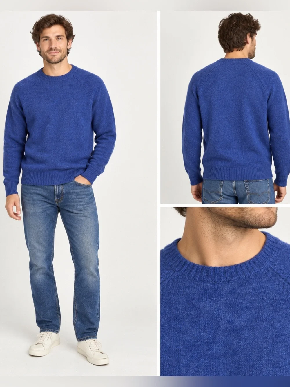 J.Crew Men’s Premium Lambswool Crewneck Sweater Blue Size L